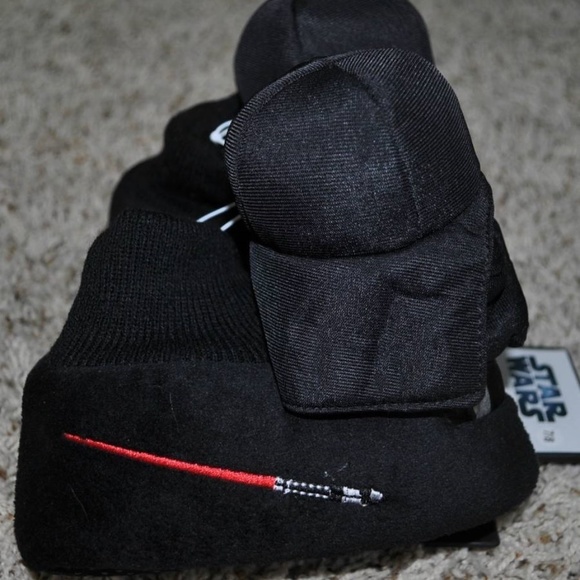 Toddler Boys Disney Star Wars Darth Vader Slippers 9/10 Black Sock Slip On - Picture 3 of 5